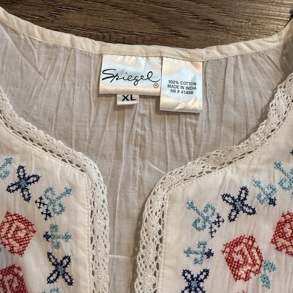 NWT Spiegel Blouse Cross Stitch Embroidery Boho Vintage XL - Picture 6 of 7